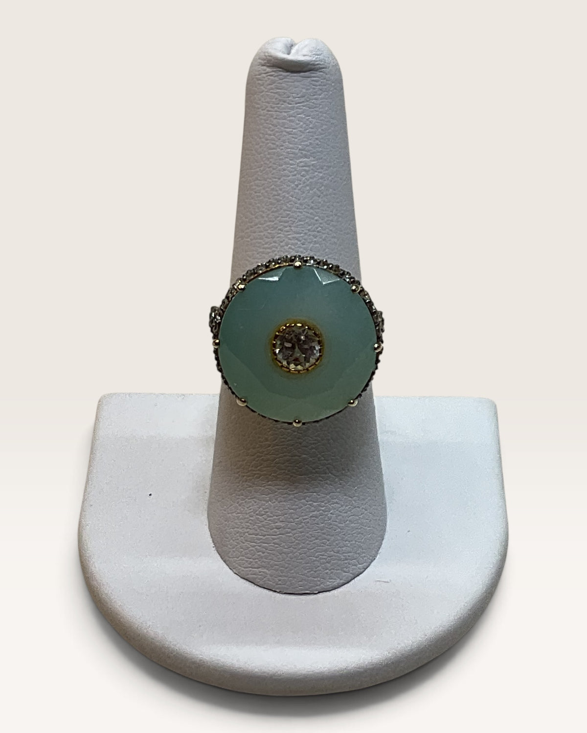 Designer Gaia Turquoise & Diamond Halo Ring - Pre-Loved