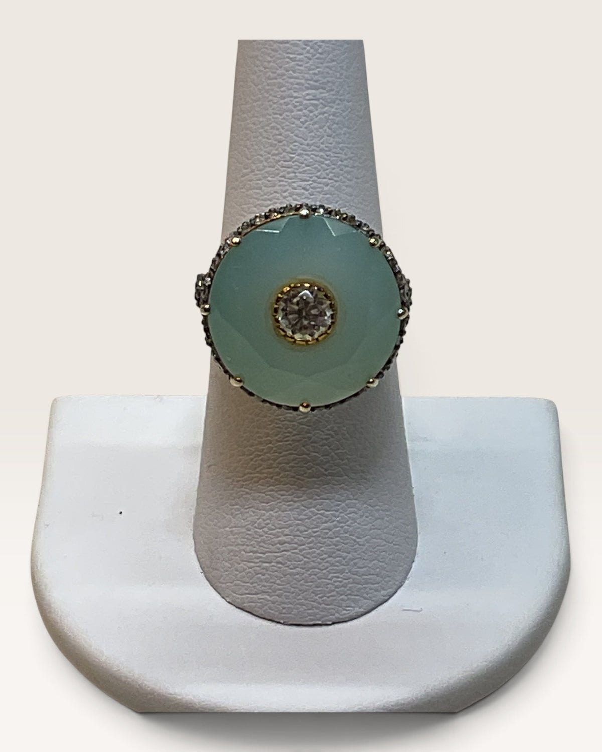 Designer Gaia Turquoise & Diamond Halo Ring - Pre-Loved