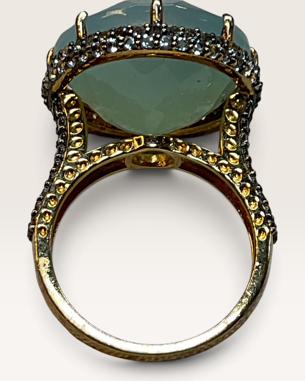 Designer Gaia Turquoise & Diamond Halo Ring - Pre-Loved