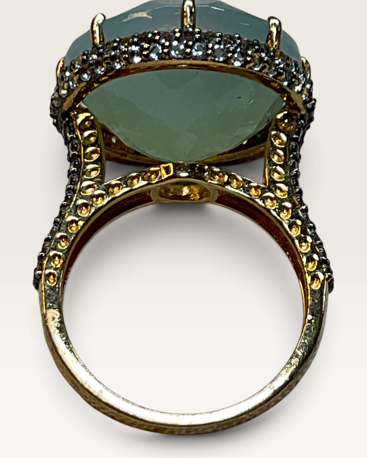 Designer Gaia Turquoise & Diamond Halo Ring - Pre-Loved