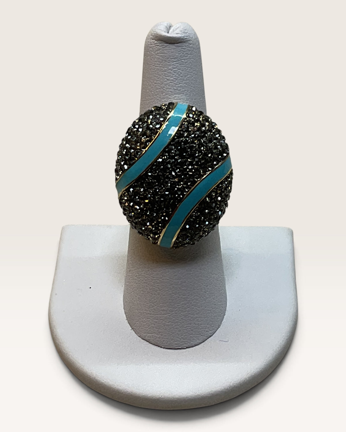 AKKAD Ibiza Turquoise Rhinestone Enamel Ring - Pre-Loved