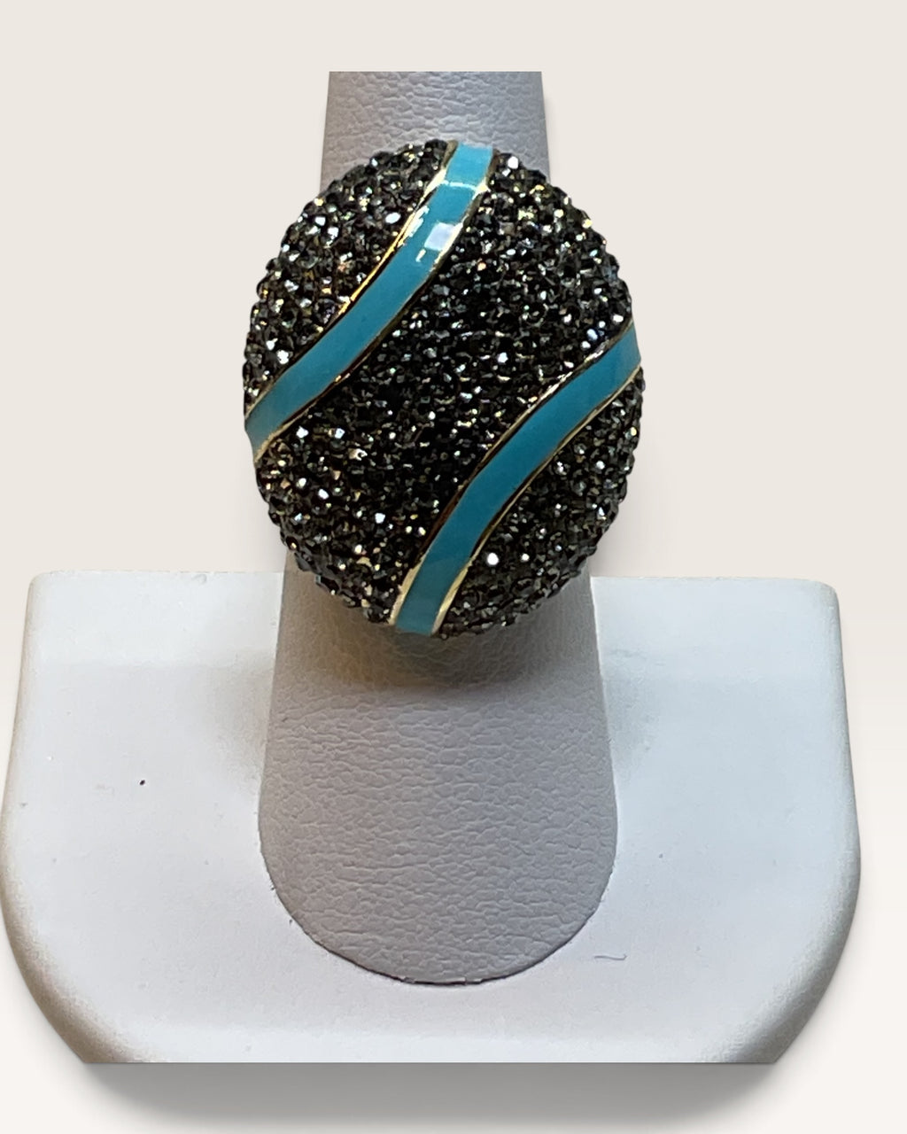 AKKAD Ibiza Turquoise Rhinestone Enamel Ring - Pre-Loved