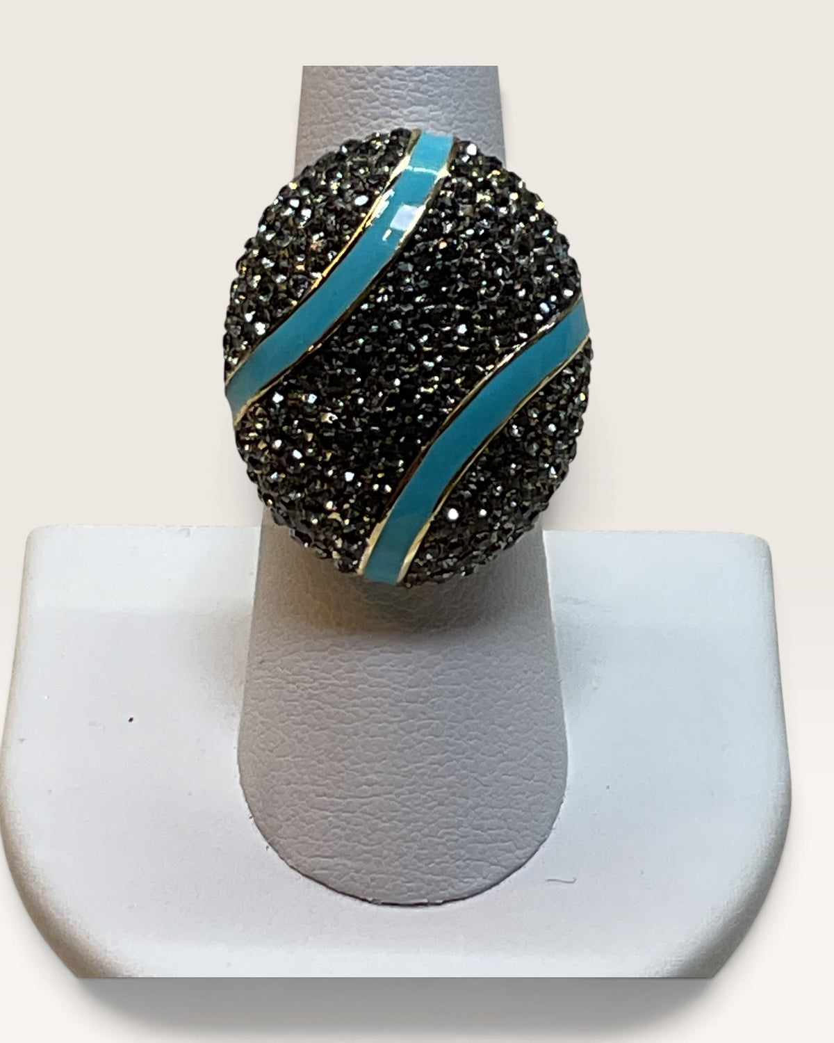 AKKAD Ibiza Turquoise Rhinestone Enamel Ring - Pre-Loved