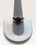 Vintage Sterling Silver Ruby and Emerald Multi-Gemstone Cluster Ring - Pre-Loved
