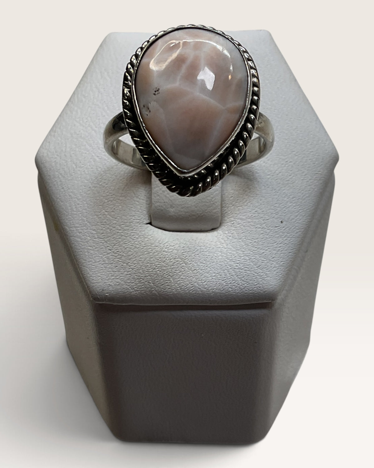 Sterling Silver Pink Larimar Gemstone Ring