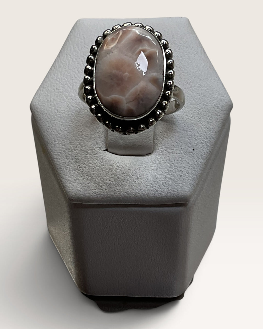 Sterling Silver Pink Larimar Gemstone Ring