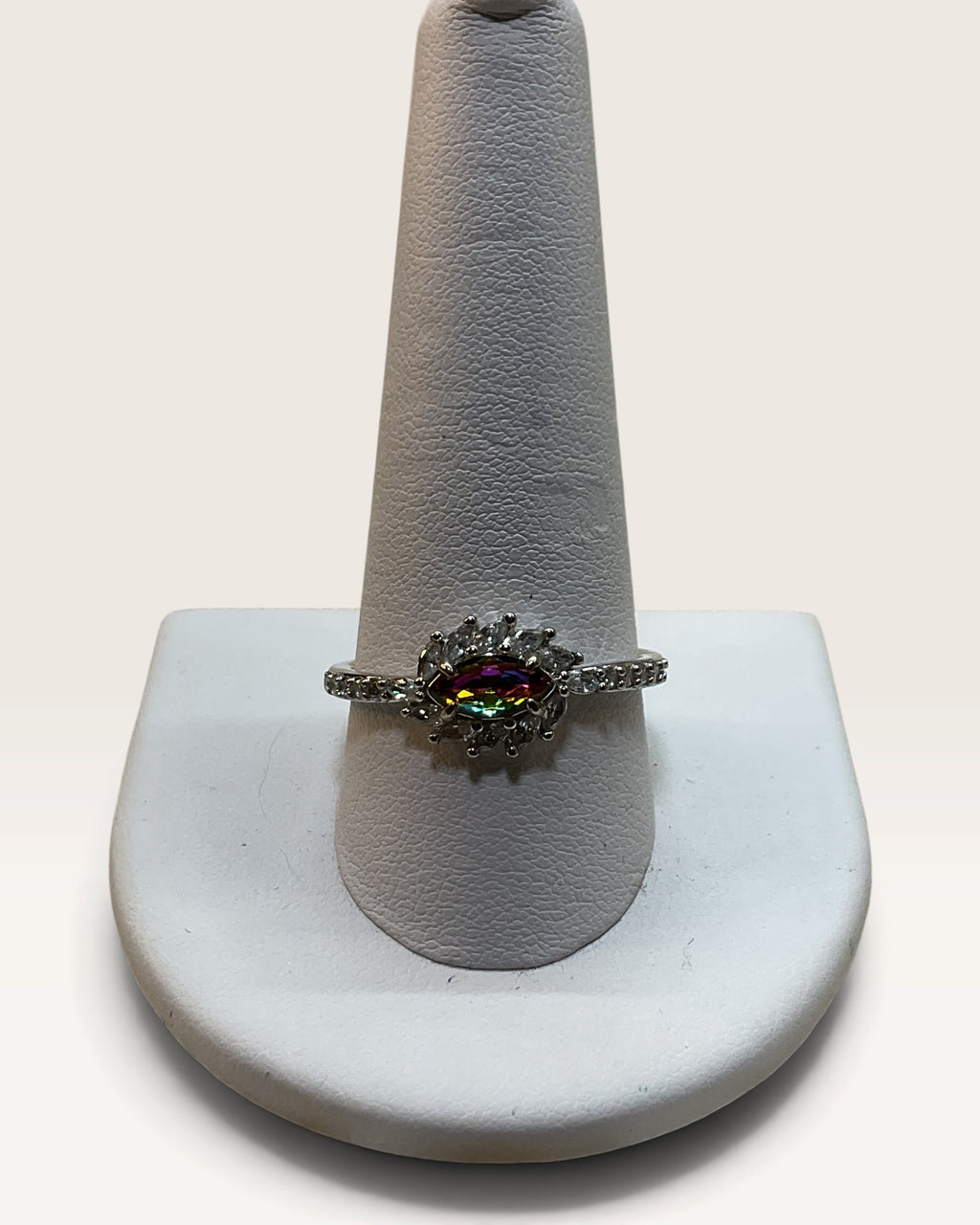 Bomb Party Silver Tone Mystic Topaz Ring - Pre-Loved
