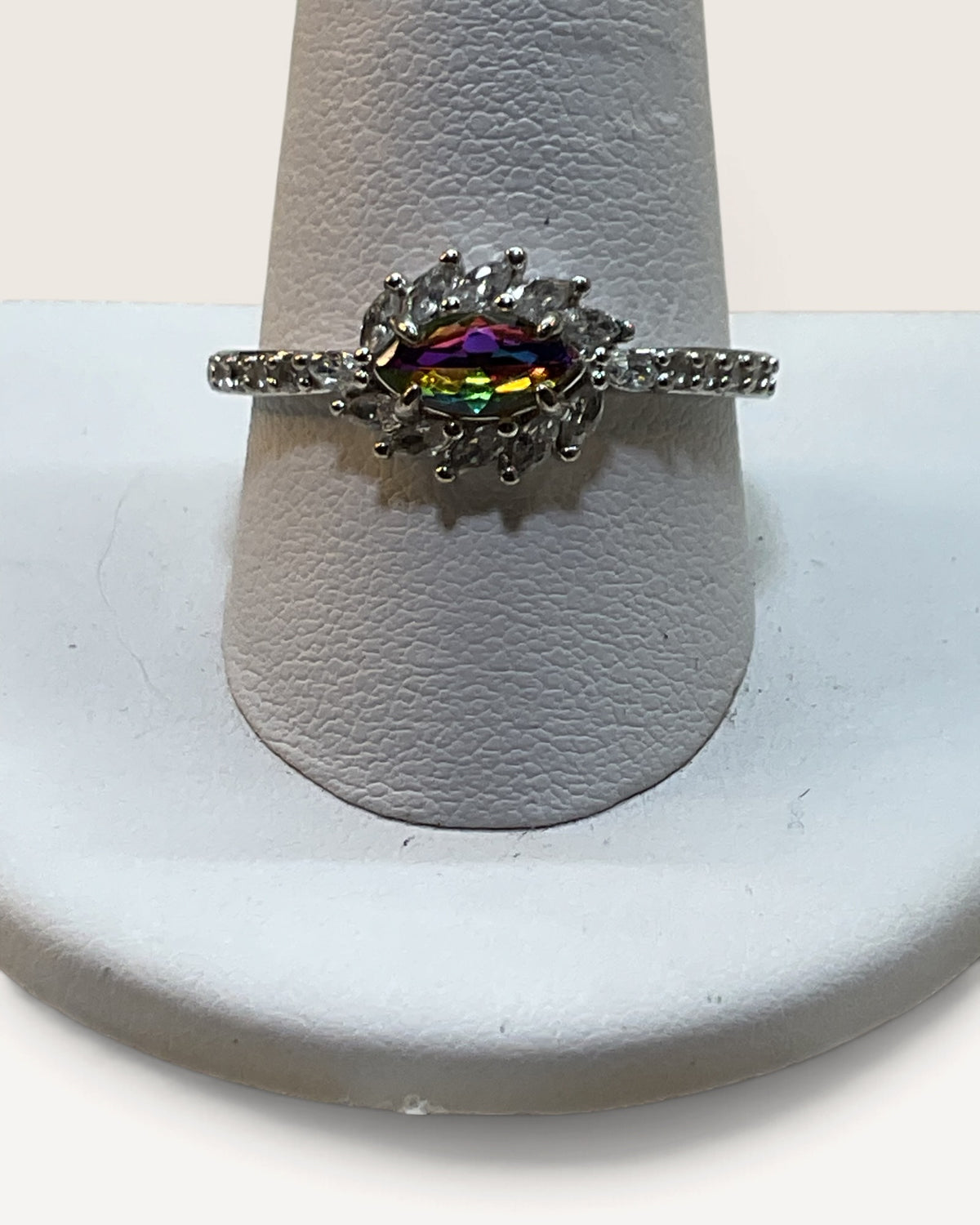 Bomb Party Silver Tone Mystic Topaz Ring - Pre-Loved