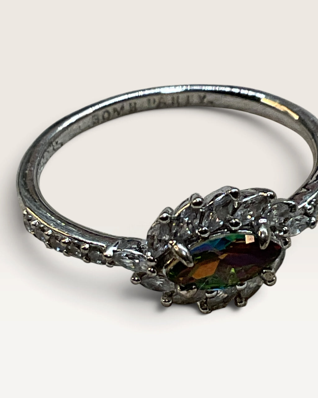 Bomb Party Silver Tone Mystic Topaz Ring - Pre-Loved