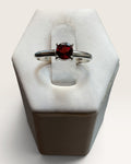 Sterling Silver Prong Set Garnet Gemstone Ring - Pre-Loved