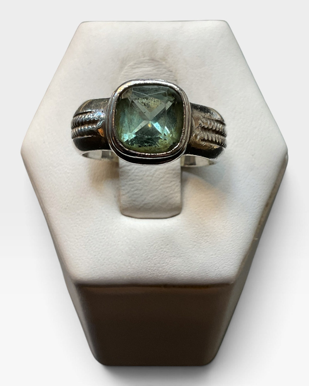 Sterling Silver Aquamarine Sarda Ring - Pre-Loved