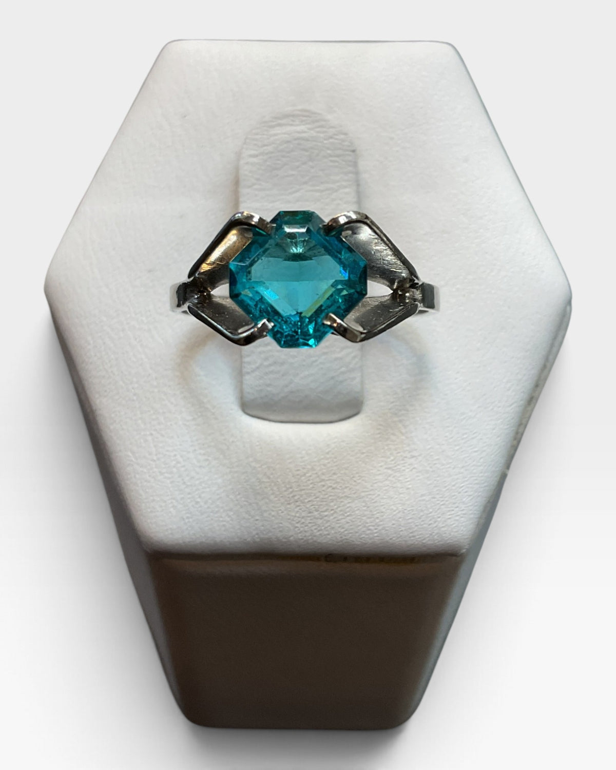 Sterling Silver Blue Topaz Cubic Zirconia Ring - Pre-Loved
