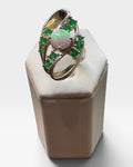 Sterling Silver Cubic Zirconia & Lab Emerald & Opal Ring - Pre-Loved