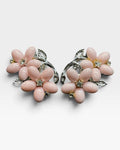 Vintage Lisner Silver Tone Pink Flower Clip On Earrings - Pre-Loved