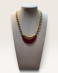 Vintage Monet Red Enamel 22" Necklace - Pre-Loved