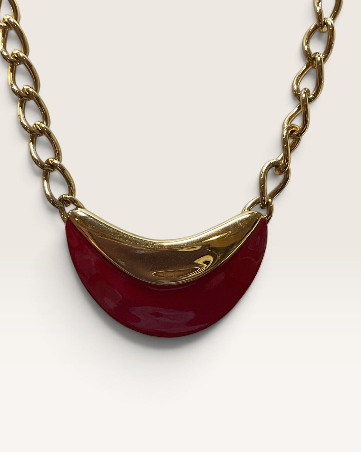 Vintage Monet Red Enamel 22" Necklace - Pre-Loved