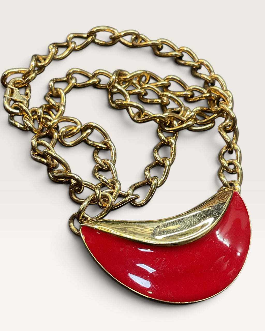 Vintage Monet Red Enamel 22" Necklace - Pre-Loved