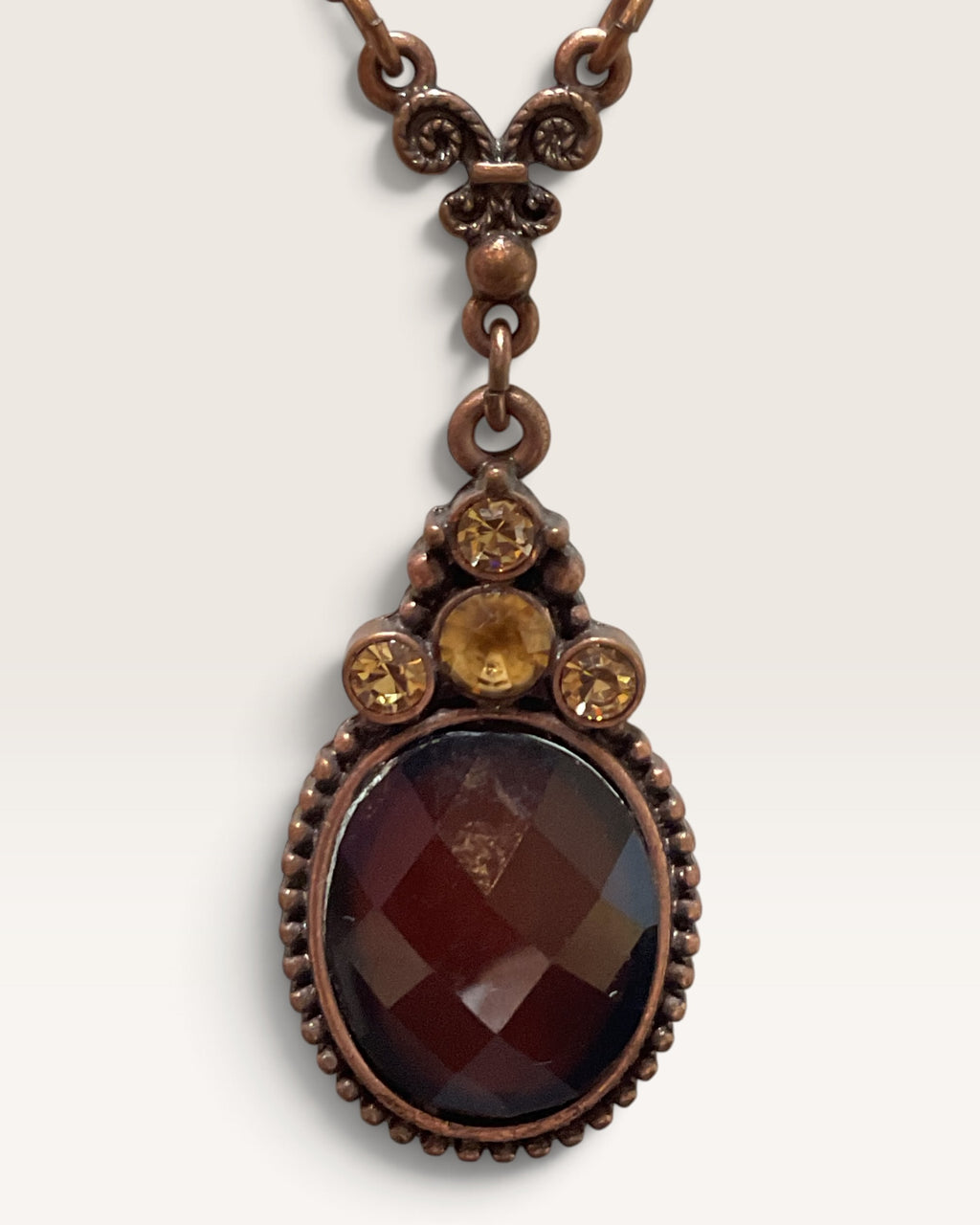 1928 Copper Tone Pendant Necklace 18-20" - Pre-Loved
