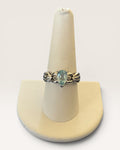 Sterling Silver Blue Topaz & Diamond Ring - Estate Sale (Great Condition)