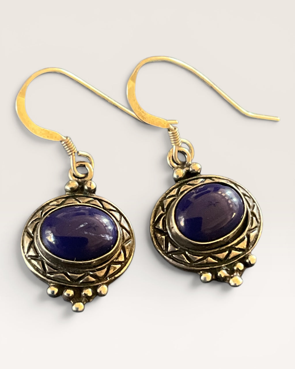 Sterling Silver & Blue Lapis Dangle Earrings - Estate Sale (Great Condition)