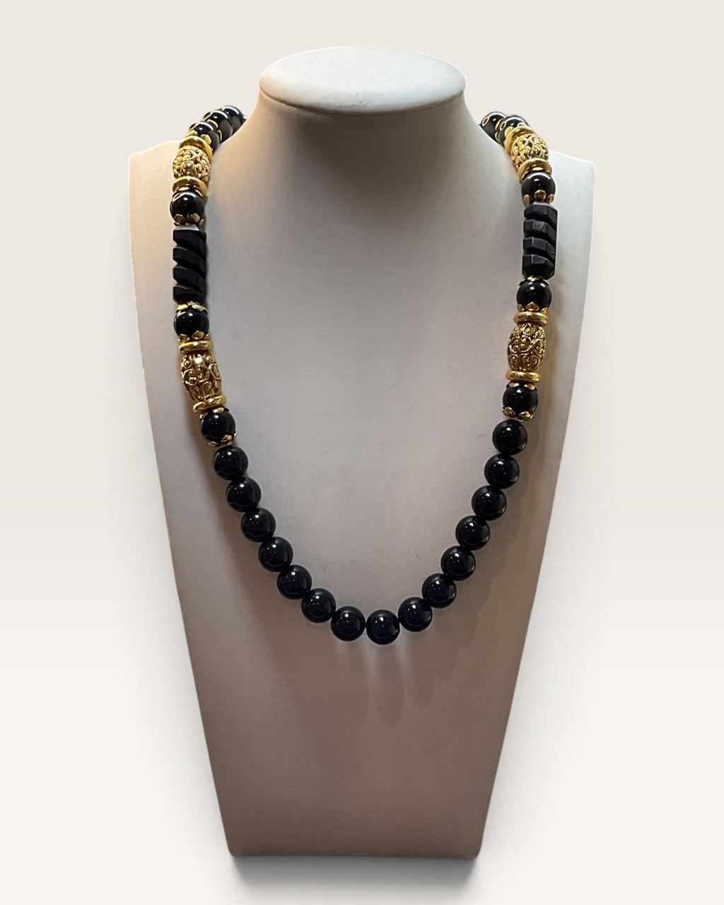 1928 Black & Gold Tone 18" Necklace - Pre-Loved