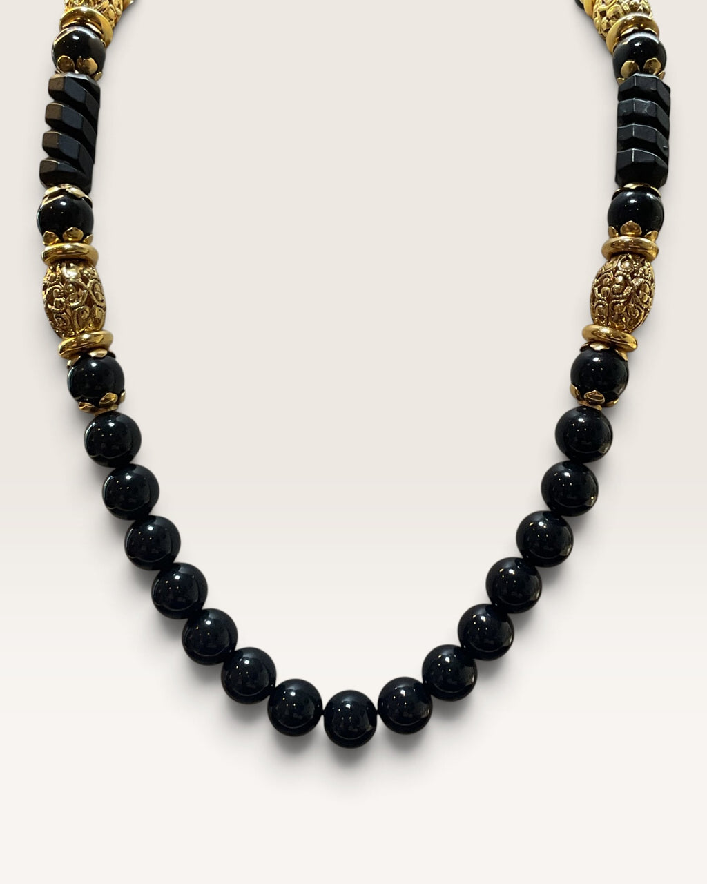 1928 Black & Gold Tone 18" Necklace - Pre-Loved