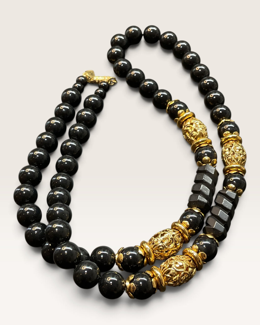 1928 Black & Gold Tone 18" Necklace - Pre-Loved