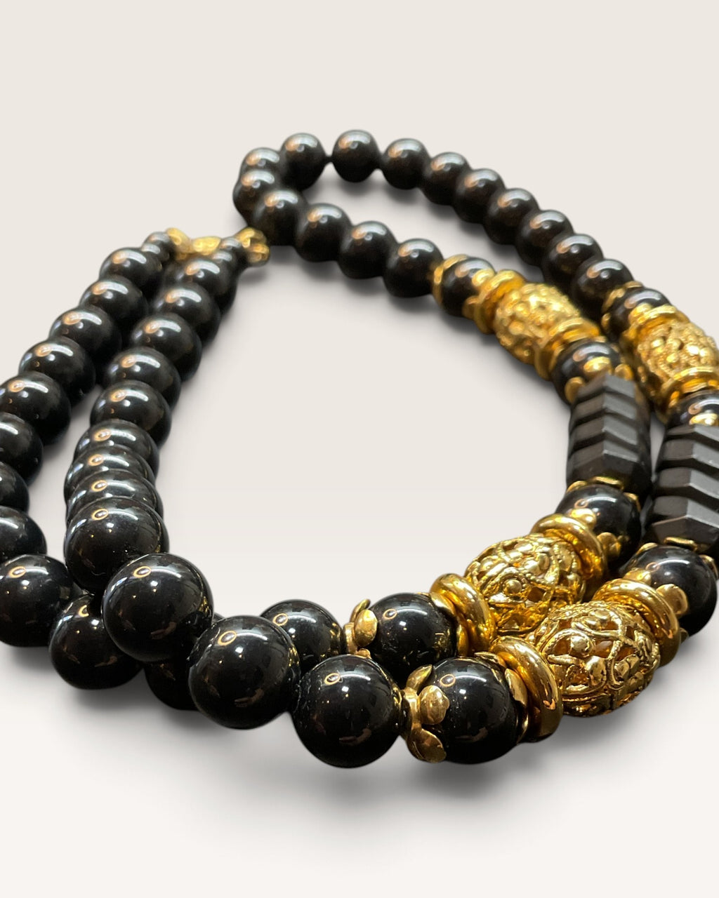 1928 Black & Gold Tone 18" Necklace - Pre-Loved