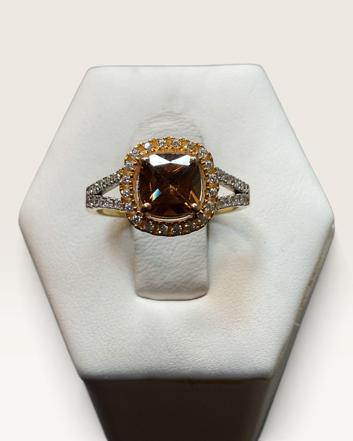 Gold Vermeil over Sterling Silver Citrine CZ Ring - Pre-Loved