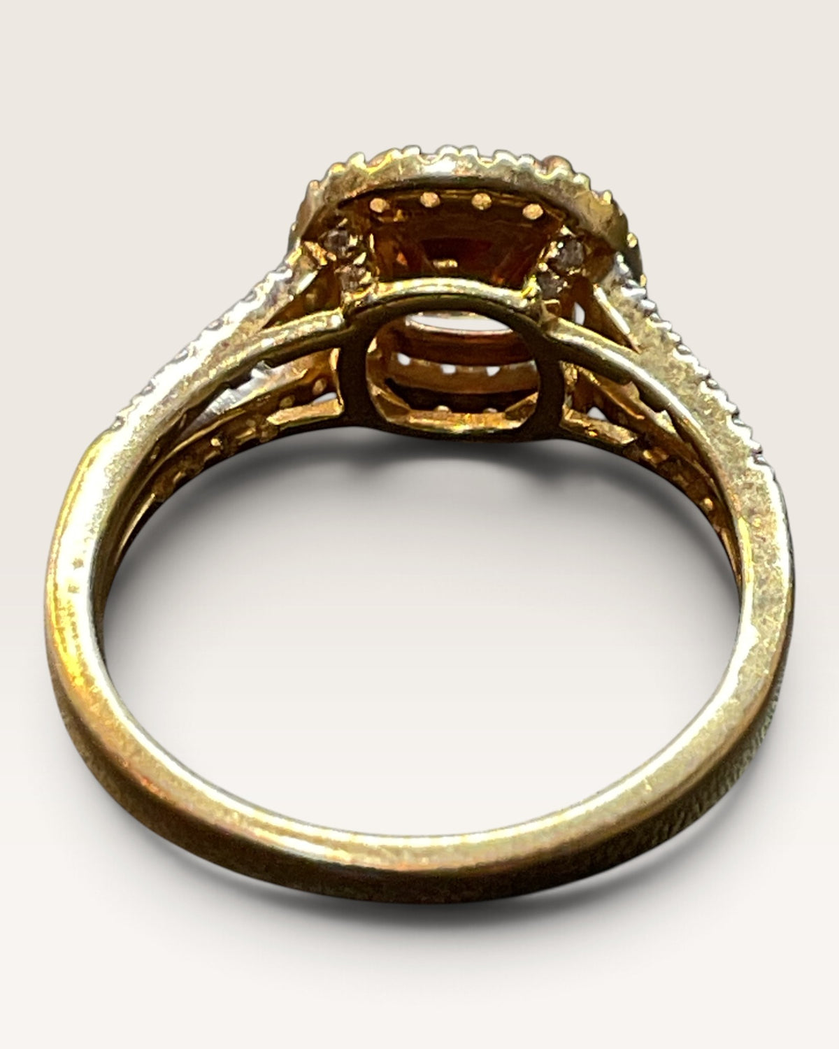 Gold Vermeil over Sterling Silver Citrine CZ Ring - Pre-Loved