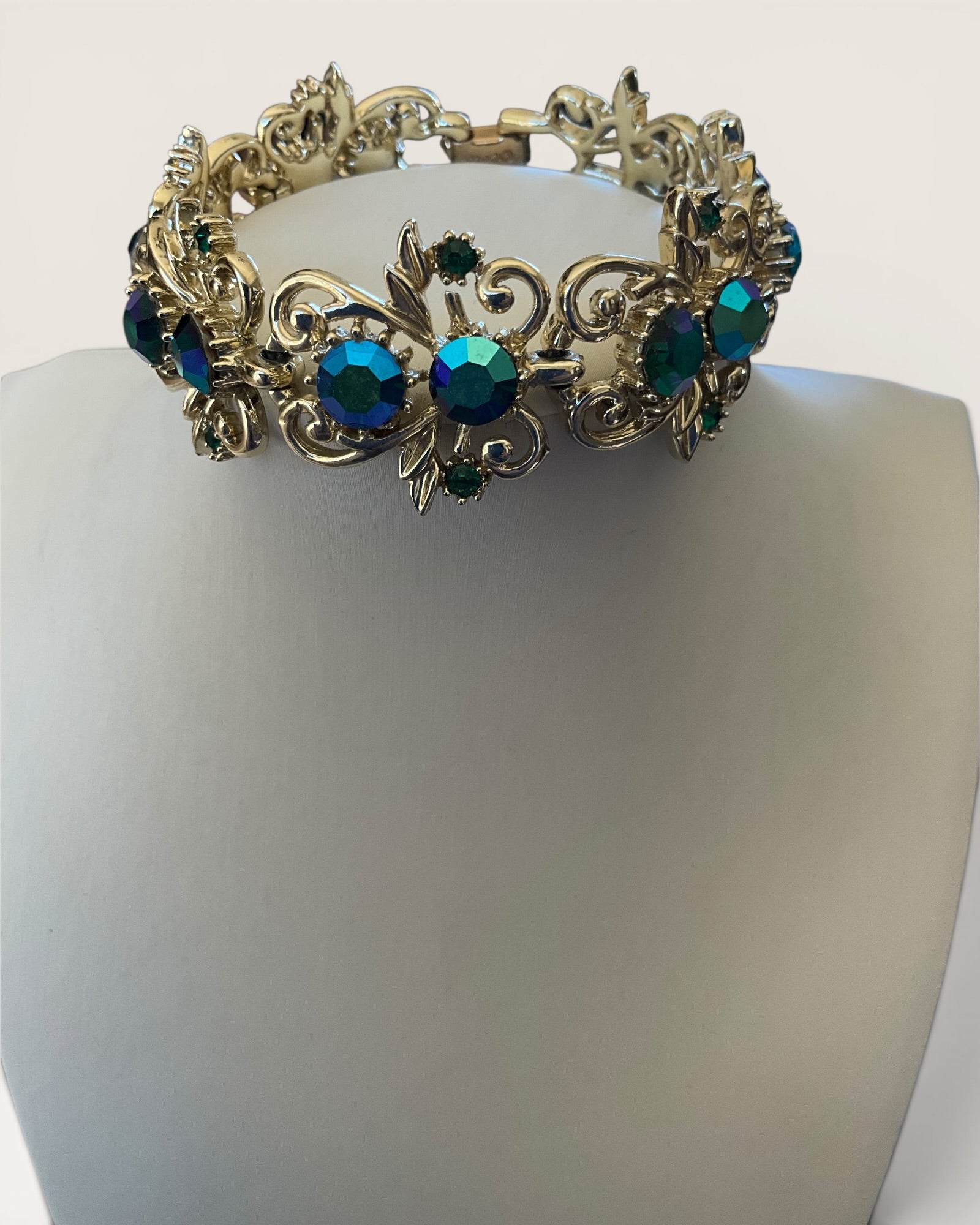 Coro Gold Vermeil Over Sterling Silver Rhinestone Bracelet - Estate Sale (Great Condition)