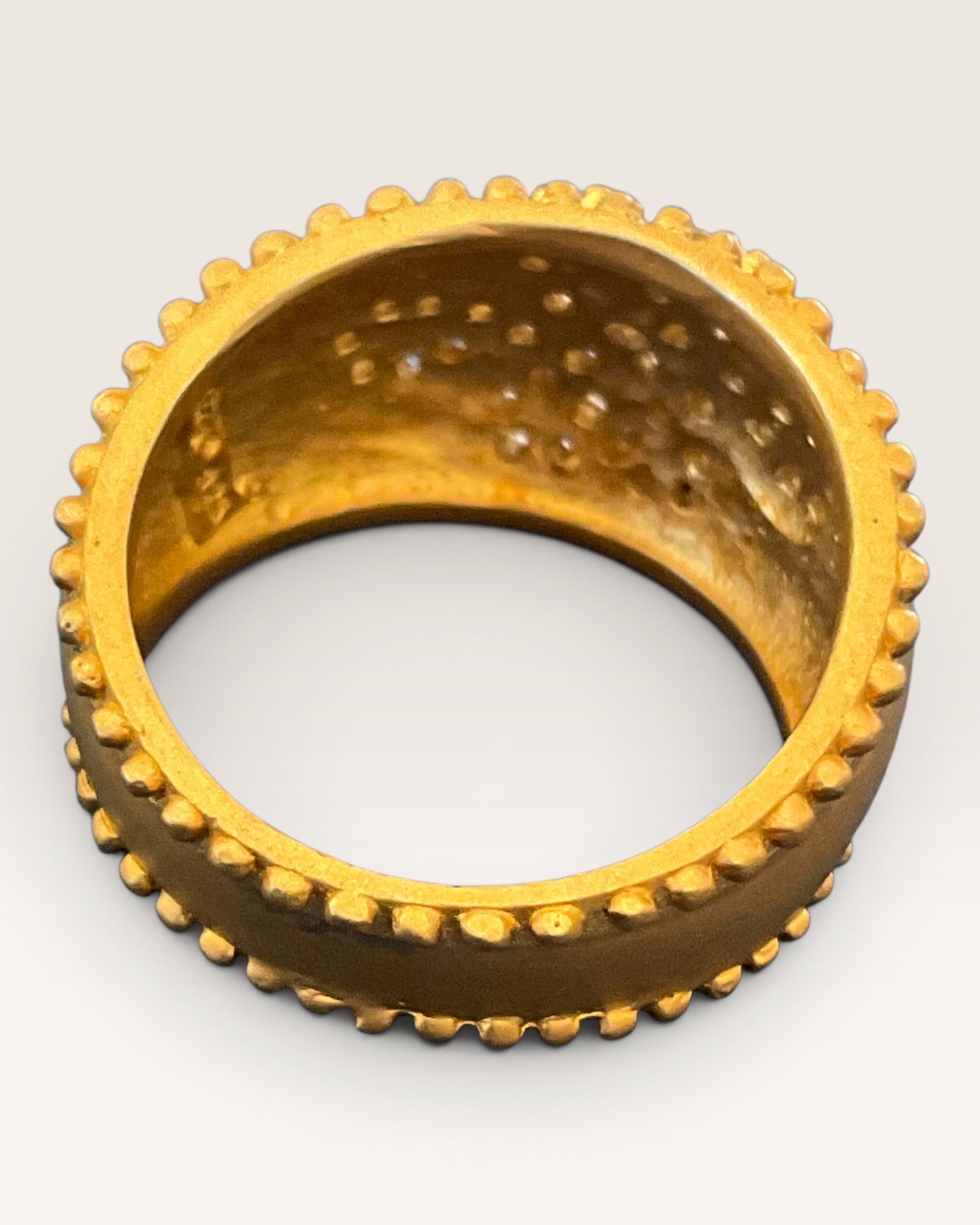 Frieda Rothman Belargo 14k Gold Vermeil Over Sterling Silver Clover CZs Cigar Band Ring - Estate Sale (Great Condition)