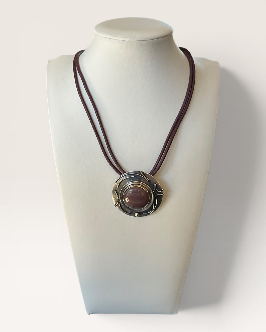 Regina Marie Sterling Silver Batswana Agate Stone Necklace - Estate Sale (Great Condition)