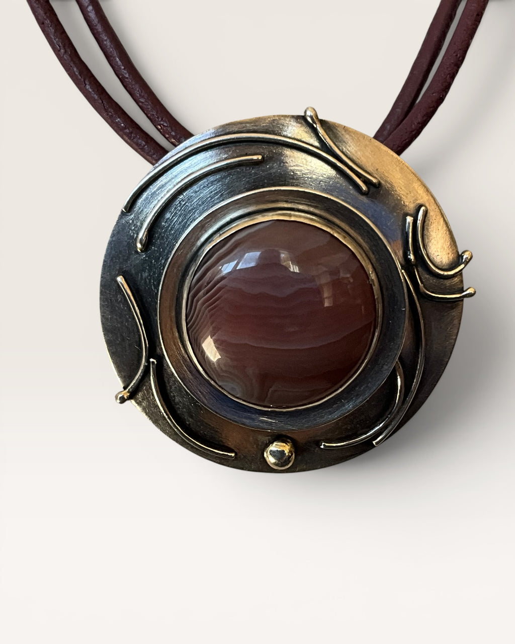 Regina Marie Sterling Silver Batswana Agate Stone Necklace - Estate Sale (Great Condition)