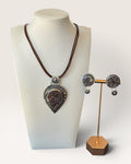 Regina Marie Sterling Silver Taturritella Agate Stone Necklace & Earrings 2-Piece Jewelry Set - Estate Sale (Great Condition)