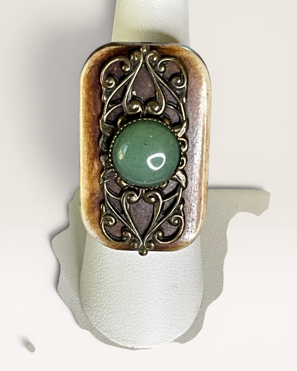 Jan Michaels Vintage Jade Adjustable Ring - Estate Sale (Great Condition)