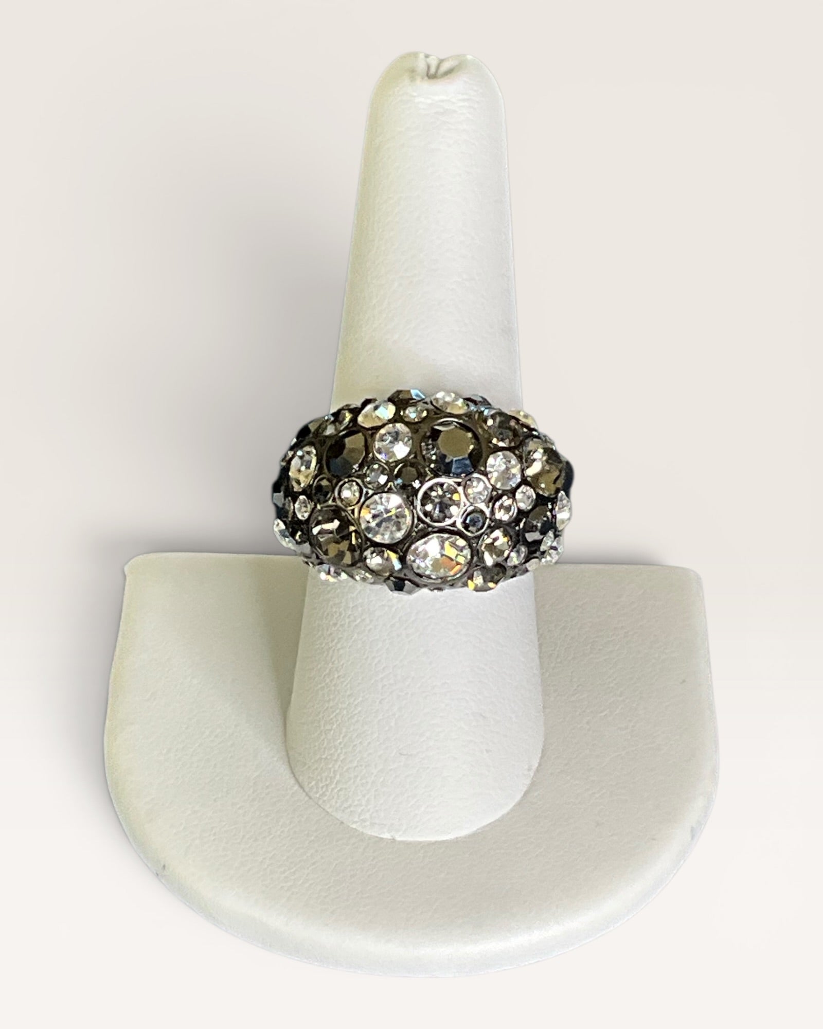 Fossil Rhinestone Cluster Black Rhodium Finish Ring - Estate Sale (Great Condition)