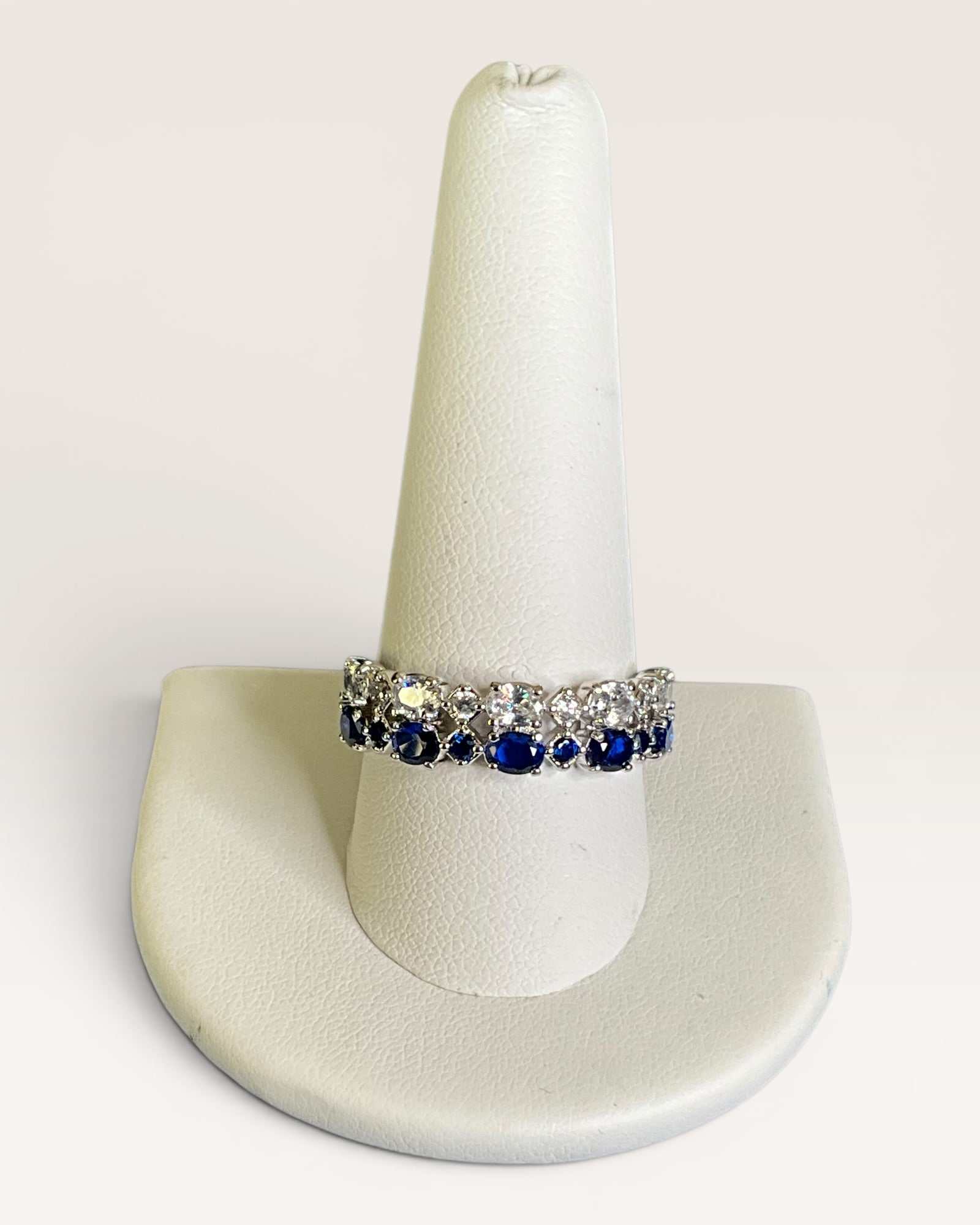 Bomb Party Sapphire Inspired Cubic Zirconia Eternity Band Ring - Estate Sale (Great Condition)