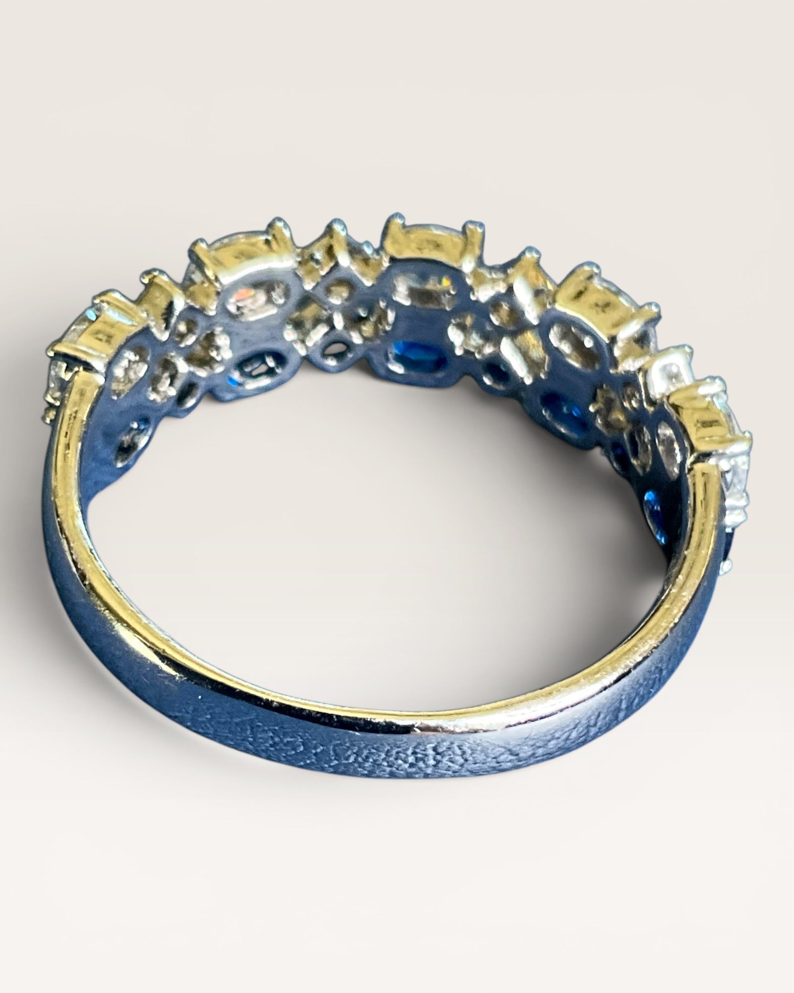 Bomb Party Sapphire Inspired Cubic Zirconia Eternity Band Ring - Estate Sale (Great Condition)