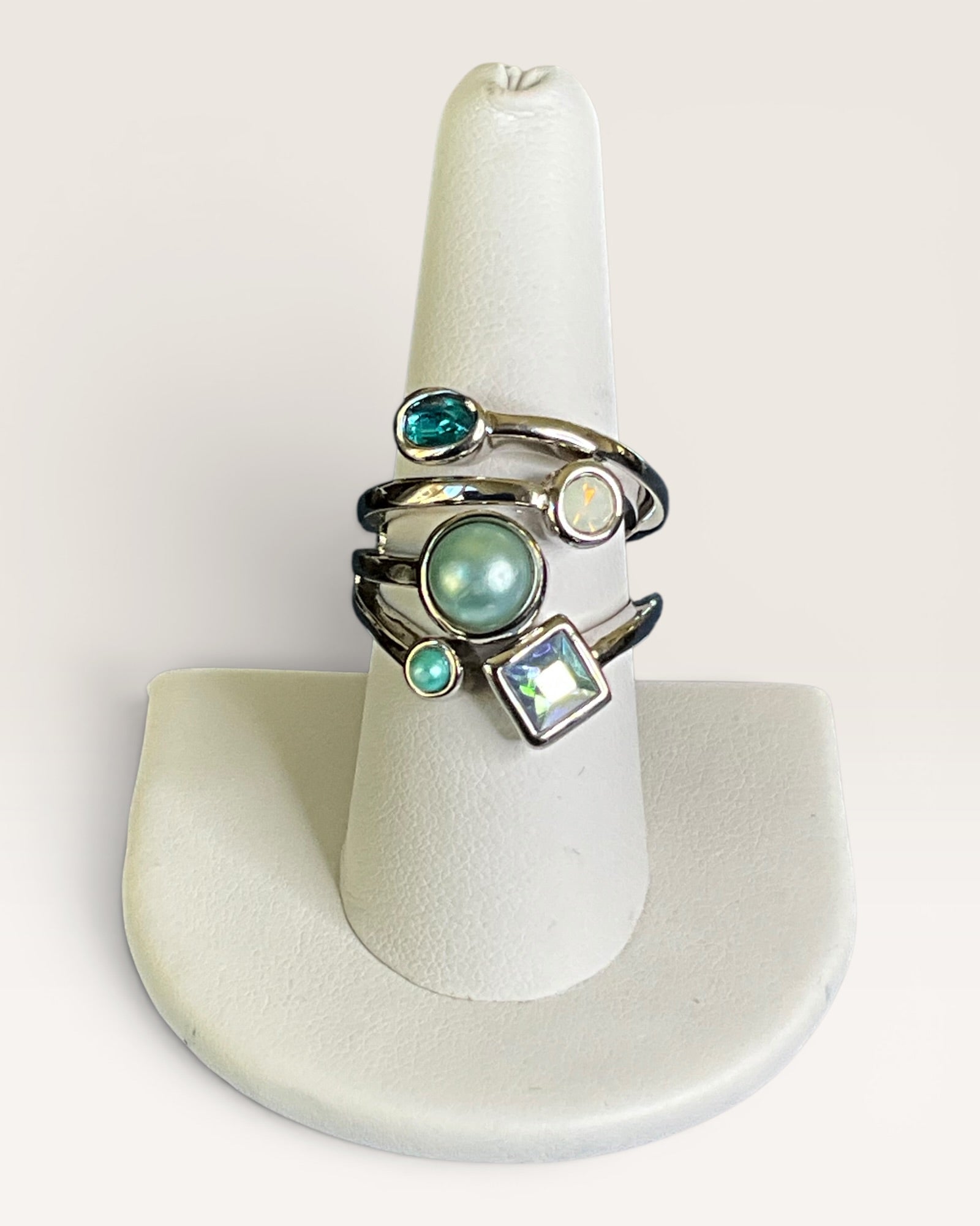 Lia Sophia Multi Blue Stone Ring - Estate Sale (Great Condition)