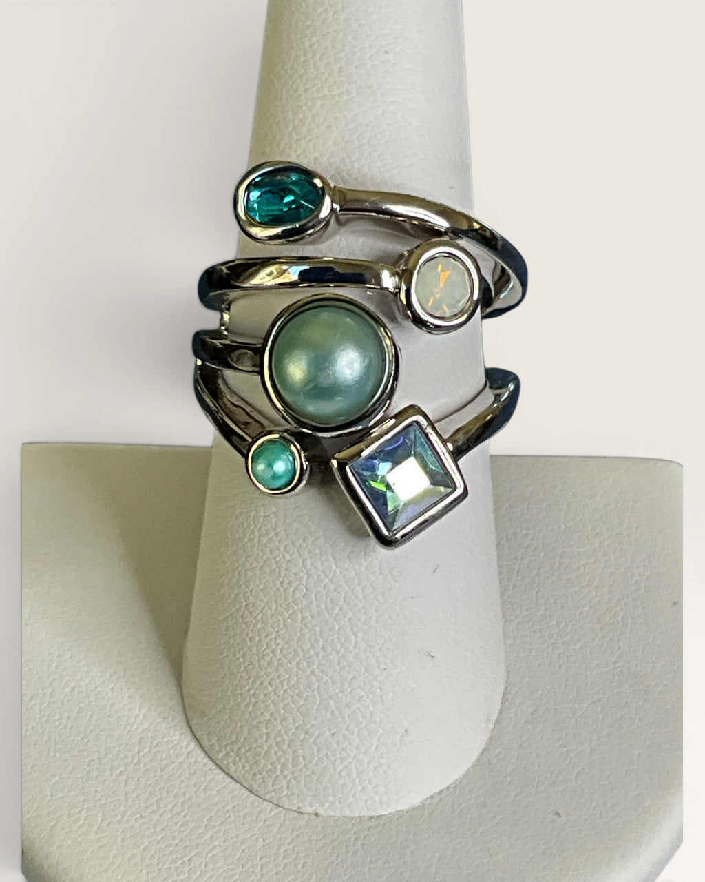 Lia Sophia Multi Blue Stone Ring - Estate Sale (Great Condition)