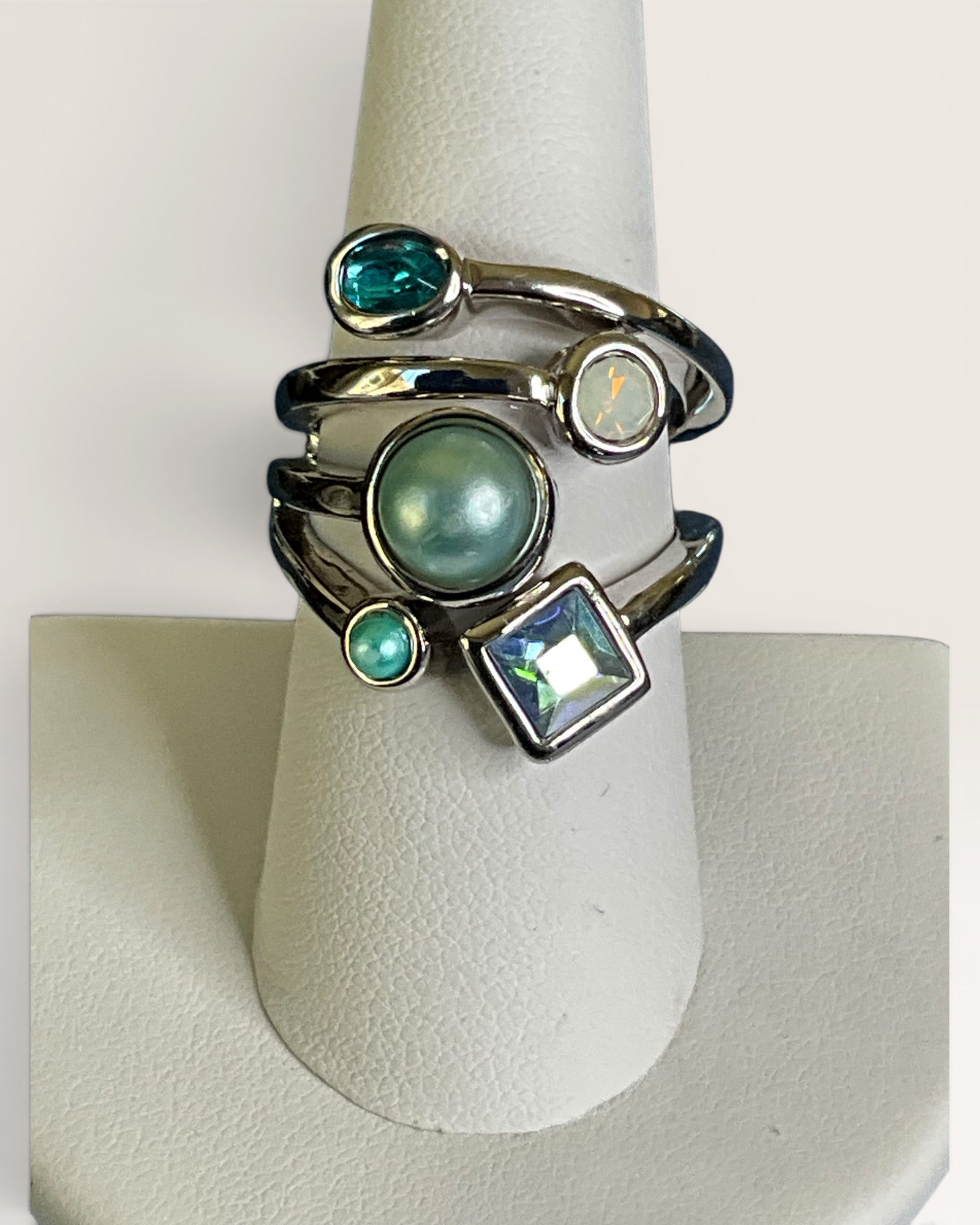 Lia Sophia Multi Blue Stone Ring - Estate Sale (Great Condition)