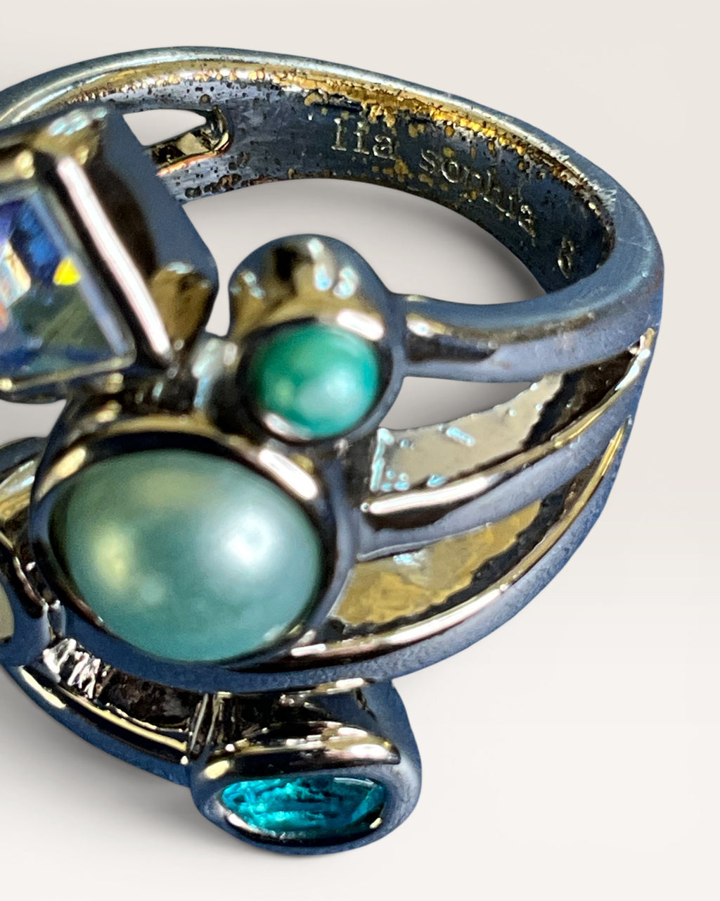 Lia Sophia Multi Blue Stone Ring - Estate Sale (Great Condition)