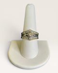 18K Gold Electroplate Madira Silver Band Double Row Cubic Zirconia Ring - Estate Sale (Great Condition)