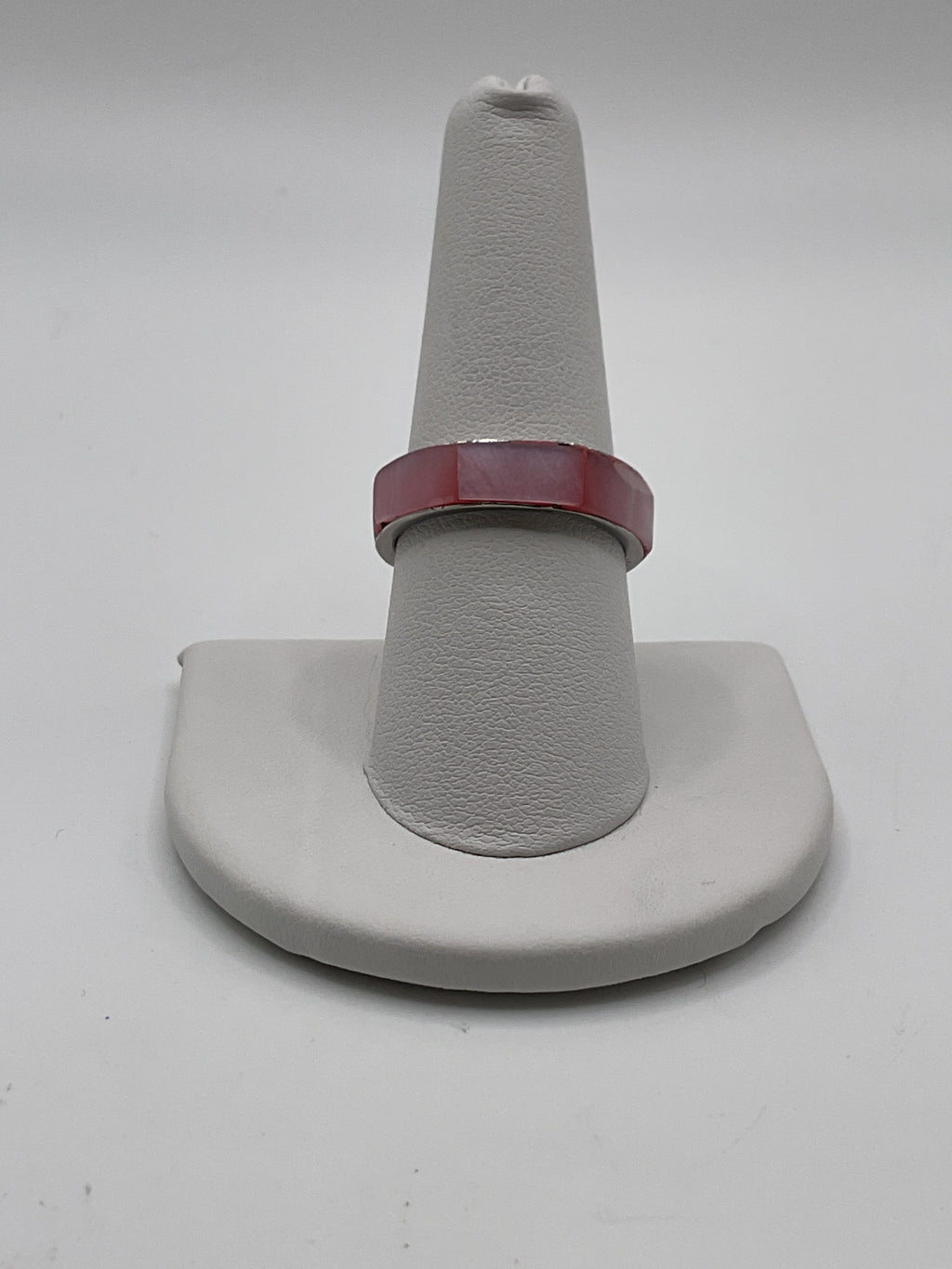 Pink Inlay Stainless Steel Style Band Ring - Estate Sale (Great Condition)