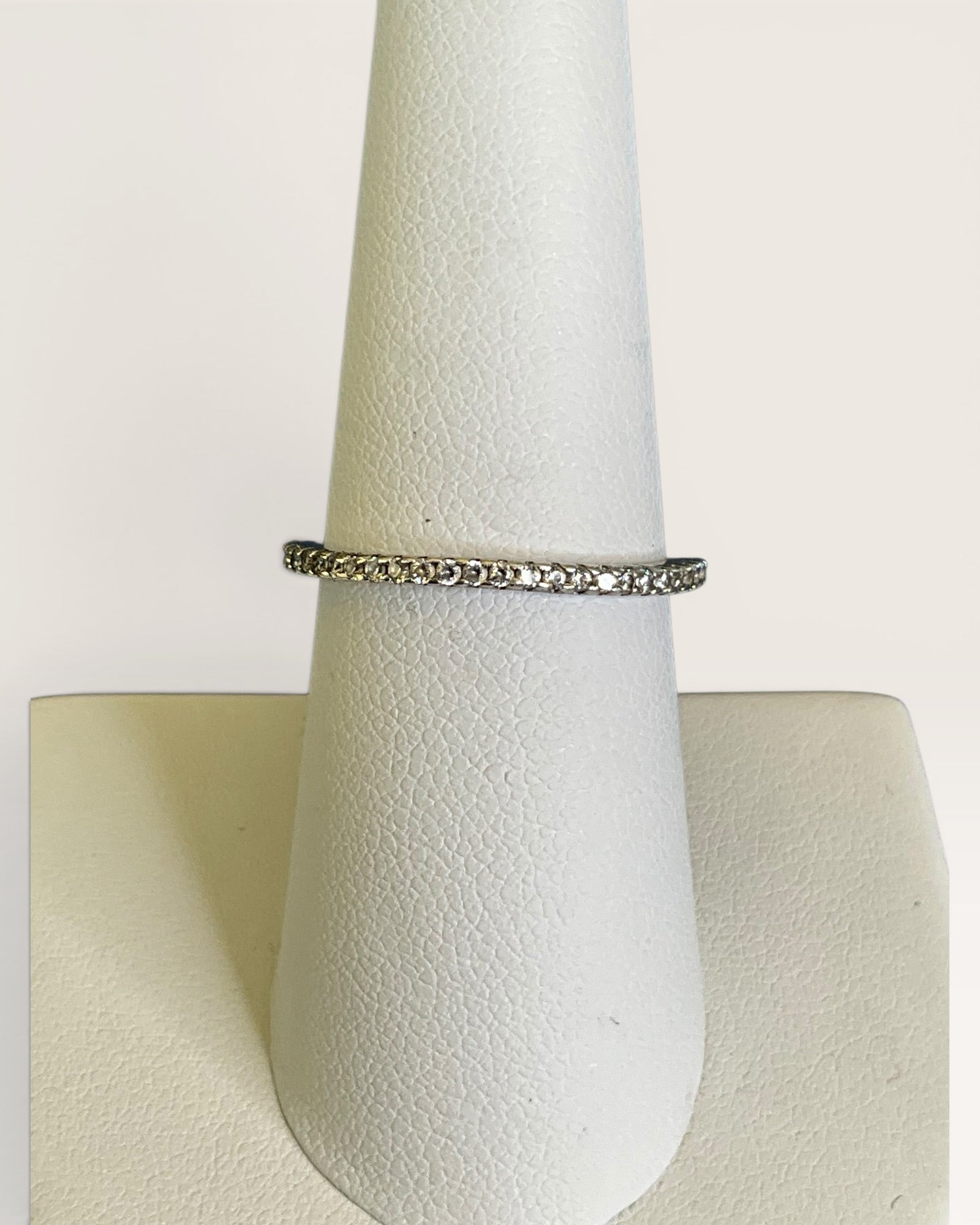 Sterling Silver Moissanite Eternity Band Ring - Estate Sale (Great Condition)