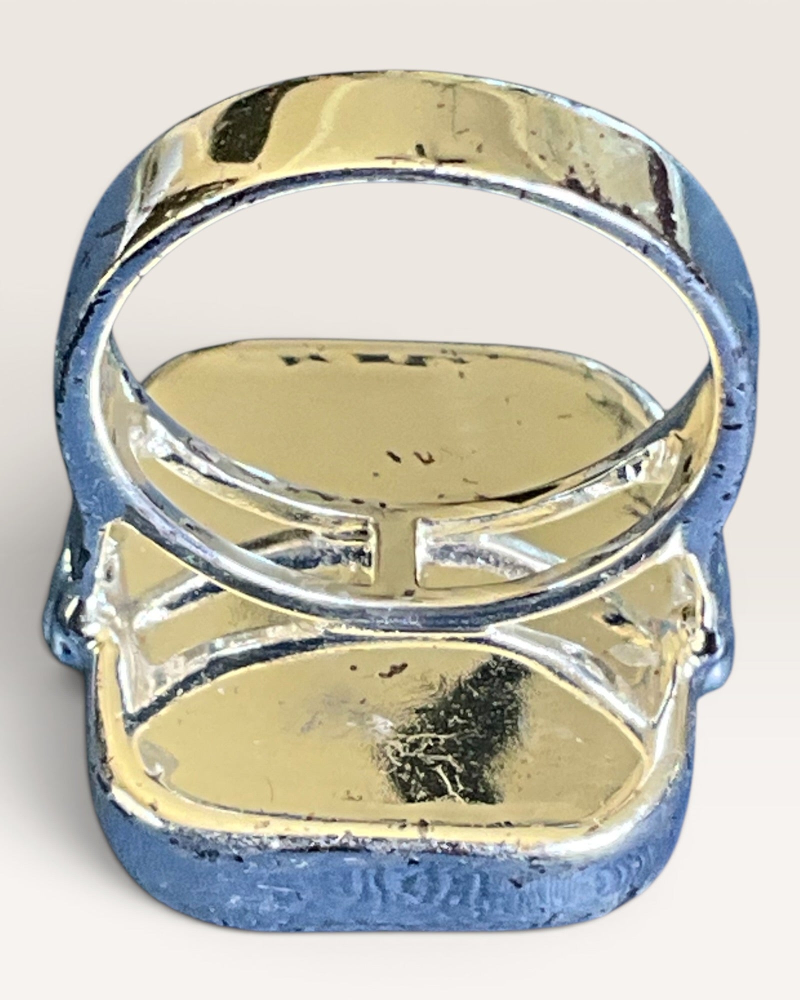 Sterling Silver Rectangular Cushion Cut Jasper Stone Ring - Estate Sale (Great Condition)