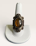 Vintage Inspired Tiger's Eye Filagree Boho Gothic Statement Ring - Estate Sale (Great Condition)