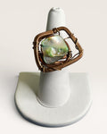 Artisan Wire Wrapped Mother of Pear Copper Tone Boho Statement Ring - Estate Sale (Great Condition)