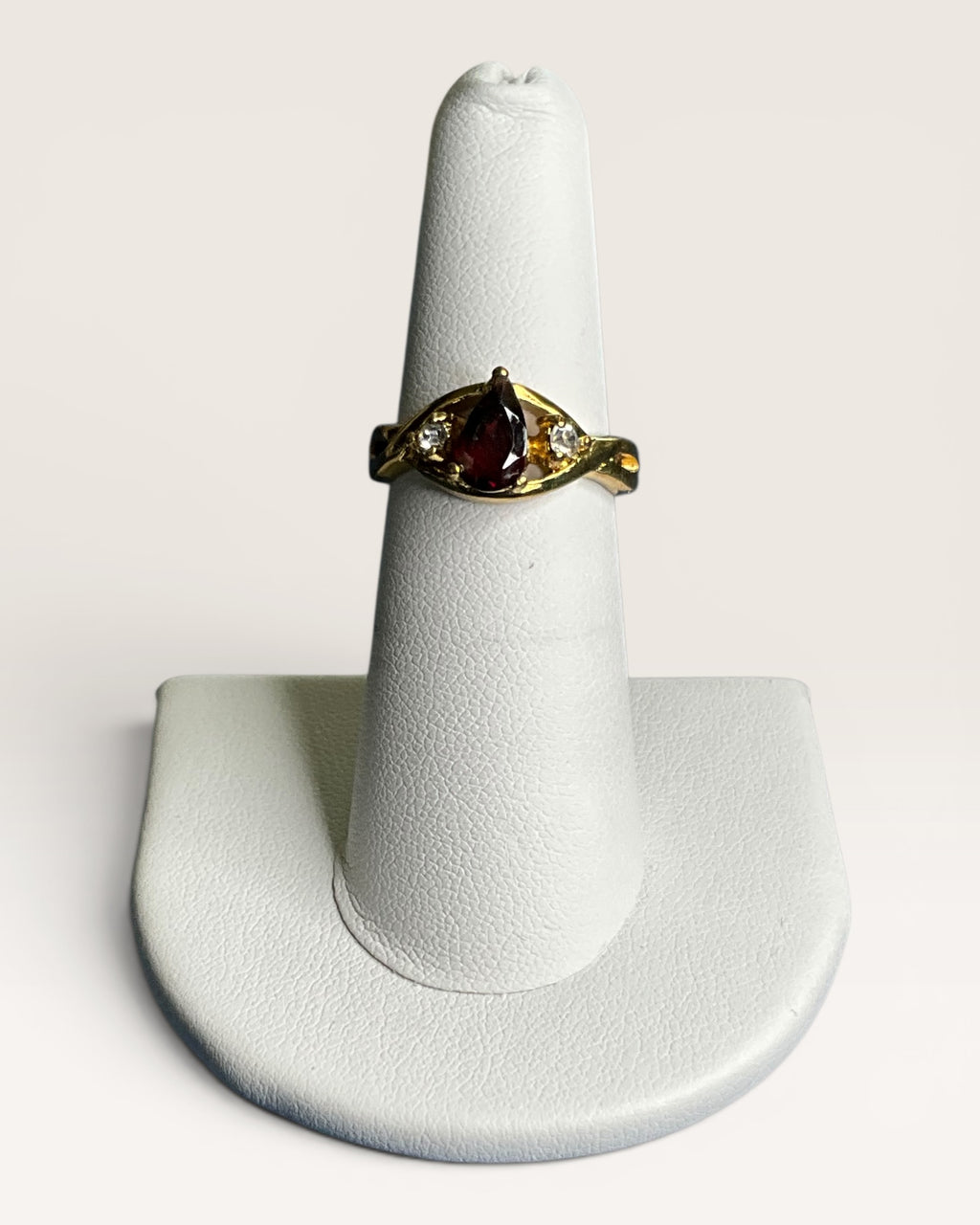 Gold-Tone Pear Shaped Garnet Vintage Cocktail Ring - Estate Sale (Great Condition)